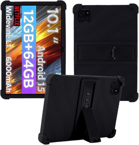 Case for Callsky-Tab CPAD 10 10.1 بوصة قرص ، غطاء حامل قابل للتعديل من السيليكون الناعم للمكالمات CTAB 10 أقراص (أسود) in Kuwait