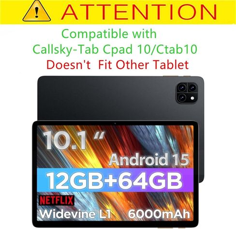 Case for Callsky-Tab CPAD 10 10.1 بوصة قرص ، غطاء حامل قابل للتعديل من السيليكون الناعم للمكالمات CTAB 10 أقراص (أسود) in Kuwait