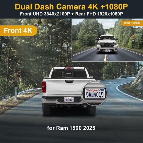 FITCAMX الأمامية 4K+الخلفية 1080P DASH CAM لعام 2025 RAM 1500 (HD2-D4120) و CPL-3345 in Saudi Arabia
