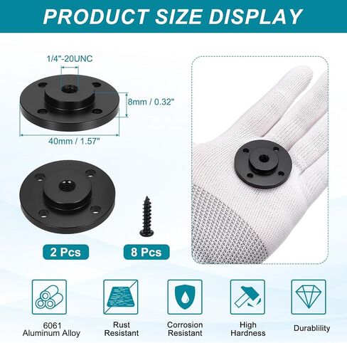 Patikil 2pcs 1/4 "-20 UNC Female Thread Microphone Mount ، سطح المكتب Groenseck Table Base مع برغي رأس مستدير ، أسود in Saudi Arabia