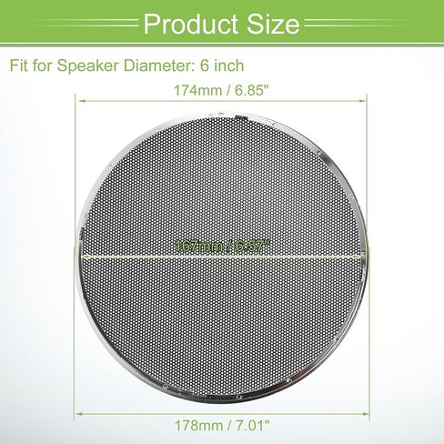 ACROPIX Universal 6" Car Speaker Grills Cover Mesh Round 6 Inch Audio Speaker Subwoofer Guard Protector Case Iron Plating Silver Tone Black - Pack of 2 in Saudi Arabia