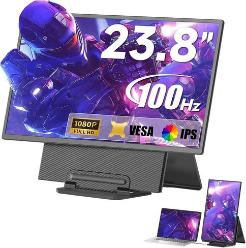شاشة محمولة ، 23.8 بوصة 1080p FHD 100Hz على شاشة الكمبيوتر المحمول ، شاشة الشاشة الكبيرة ، شاشة IPS كبيرة لجهاز الكمبيوتر المحمول ، سطح المكتب ، MacBook ، PS4/5 مع Kickstand Vesa متوافق in Kuwait