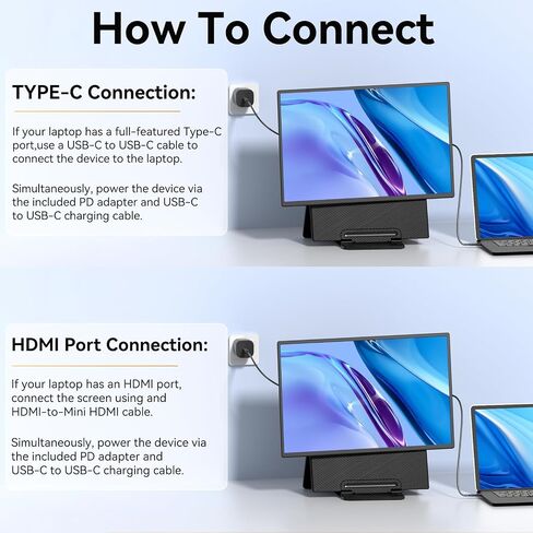 شاشة محمولة ، 23.8 بوصة 1080p FHD 100Hz على شاشة الكمبيوتر المحمول ، شاشة الشاشة الكبيرة ، شاشة IPS كبيرة لجهاز الكمبيوتر المحمول ، سطح المكتب ، MacBook ، PS4/5 مع Kickstand Vesa متوافق in Kuwait