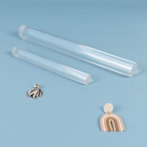 DIYOOHOMY 2Pcs Polymer Clay Roller Tools, Acrylic Rolling Pin with Thickness Rings Kit, Air Dry Clay Tools Clear Slab Roller Supplies in Saudi Arabia