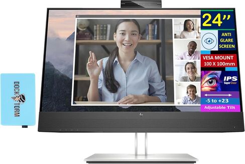 HP E24MV G4 24 "شاشة IPS FHD مع وقت استجابة 5 مللي ثانية ، مضاد للوهج ، وميض خالٍ من مكبرات الصوت ، ومضمّن ، وموظف HDMI & Dockztorm USB ، الأسود/الفضة (169L0AA#ABA) in Kuwait