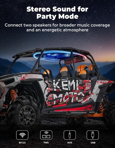 KEMIMOTO XP4 1000 Audio Roof Compatible with Polaris RZR XP4 1000 (2014-2023), 500W Lightweight UTV Stereo System, IP66 Waterproof Bluetooth, Multicolor Lights, Midnight Party Mode in Saudi Arabia