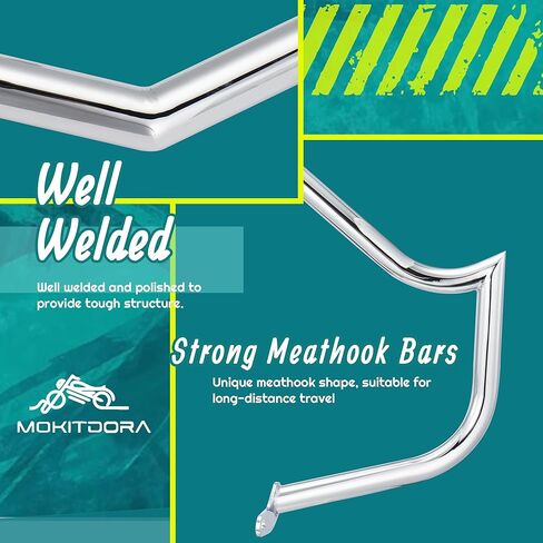 MoKitDora Softail Meathook Engine Guard Highway Crash Bar 1.25 سم سمين لـ Harley 2000-2017 FL Heritage Classic Deluxe Fat Boy Models، أسود in Kuwait