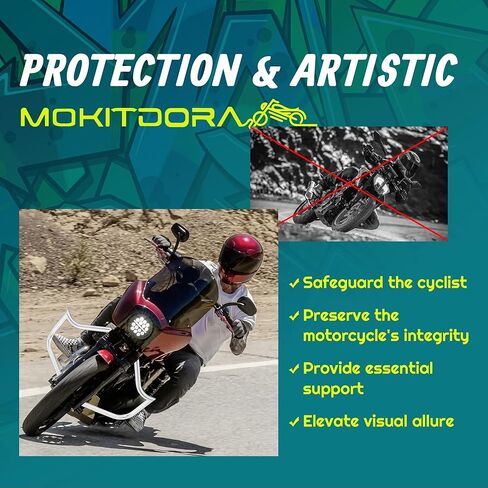 MoKitDora Softail Meathook Engine Guard Highway Crash Bar 1.25 سم سمين لـ Harley 2000-2017 FL Heritage Classic Deluxe Fat Boy Models، أسود in Kuwait
