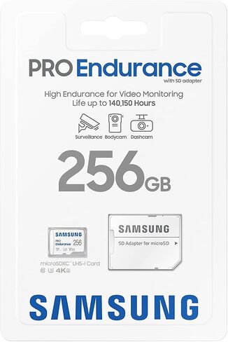 Samsung PRO Endurance 256GB microSDXC UHS-I U3 100MB/s Video Monitoring Memory Card with Adapter (MB-MJ256KA) in Saudi Arabia