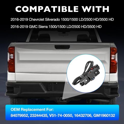 Rear View Backup Camera Compatible with Chevrolet Silverado GMC Sierra 1500 2500 HD 3500 HD 2016-2019, Replaces# 84079952 23244435, Park Assist Reverse Camera, Plug & Play in Saudi Arabia