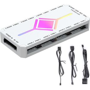 8Port ARGB Fan Hubs for 5V ARGB Computer Case Fan Magnetic Attachment with Remote and Stable Power Supply Easily Fit in Saudi Arabia