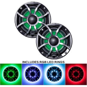 الأصوات الرطبة Revo 6-XSB-SS Blackxs/شواية غير قابلة للصدأ 6.5 بوصة مكبرات صوت محورية بحرية مع حلقات مكبر صوت RGB LED in Kuwait
