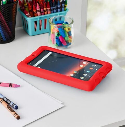 أون. 7 بوصة لوحي ، Android 12 ، 32 جيجابايت (طراز 2022) ، معالج رباعي النواة 2 جيجا هرتز ، مع حالة مطاطية برتقالية ث/ كيكستاند (متجددة) in Kuwait