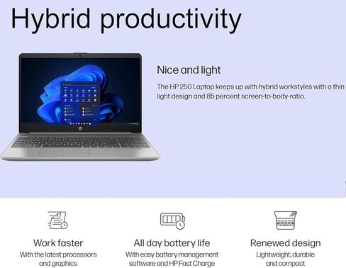 HP 250 G9 Laptop, 15.6" FHD Screen, Intel Celeron Dual Core Processor Series, 16GB RAM, 1TB SSD, Windows 11 Pro, Anti-Glare Coating, HD Camera with Temporal Noise Reduction in Kuwait