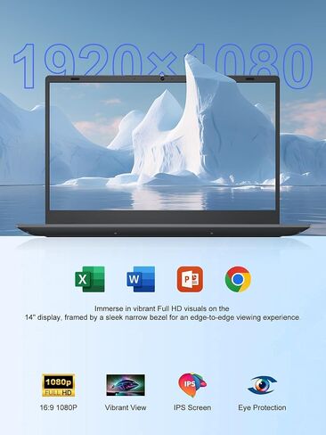 Win11 Pro Laptop 8GB LPDDR4 RAM 512GB SATA SSD, Celeron N4020, Gigabit LAN，4K HD, WI-FI5, Bluetooth5.0, 14' Computer FHD IPS Thin Laptops for Student Home in Saudi Arabia