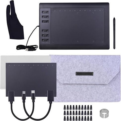 Drawing Tablet, Graphics Tablet Graphics Drawing Pad (10x6 inch) for Art Painting, Animation Design, Editing Images Or Handwriting Input (Package 4) in Saudi Arabia