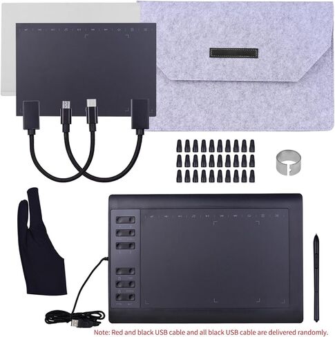 Drawing Tablet, Graphics Tablet Graphics Drawing Pad (10x6 inch) for Art Painting, Animation Design, Editing Images Or Handwriting Input (Package 4) in Saudi Arabia