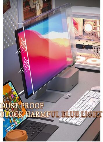 22 inch Computer Screen Blue Light Blocker - Reduce Eye Strain - Easy To Install & Removable Anti Scratch Computer Screen Protector Panel - Hanging Anti Blue Light Glare Screen Protector in Saudi Arabia