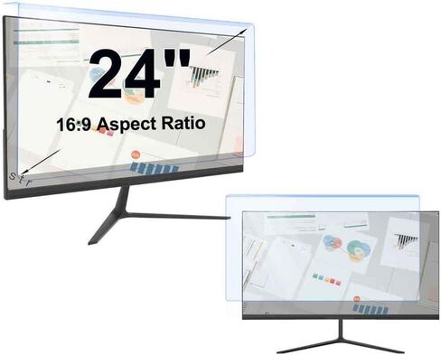 24 inch Computer Screen Blue Light Blocker - Reduce Eye Strain - Easy To Install & Removable Anti Scratch Computer Screen Protector Panel - Hanging Anti Blue Light Glare Screen Protector in Saudi Arabia