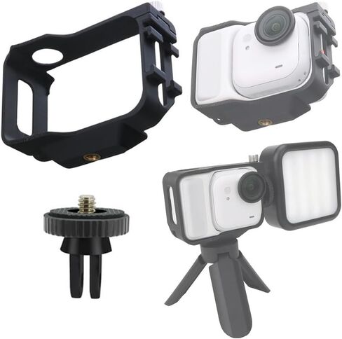 قفص كاميرا الإطار الواقي لـ Insta360 Go Ultra ميزات المسمار 1/4 بوصة والأحذية الساخنة تشمل محول ذو شقين بعصي صور شخصية ترايبود وأضواء مساعدة (أبيض) in Saudi Arabia