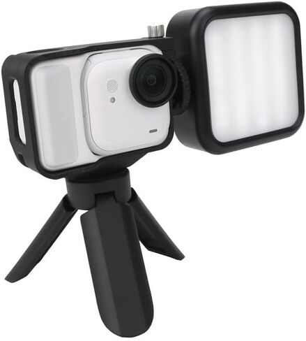 قفص كاميرا الإطار الواقي لـ Insta360 Go Ultra ميزات المسمار 1/4 بوصة والأحذية الساخنة تشمل محول ذو شقين بعصي صور شخصية ترايبود وأضواء مساعدة (أبيض) in Saudi Arabia