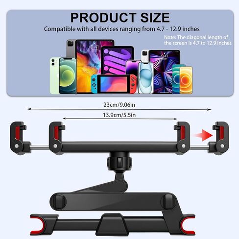 vvag Tablet Holder for Car Headrest,Adjustable iPad Backseat Mount Compatible with iPad Pro, Air, Mini, 4.7-11" Devices,Road Travel Essentials for Kids Accessories (Black) in Saudi Arabia