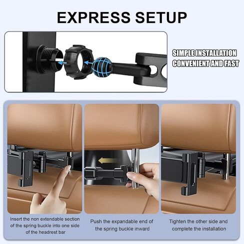 vvag Tablet Holder for Car Headrest,Adjustable iPad Backseat Mount Compatible with iPad Pro, Air, Mini, 4.7-11" Devices,Road Travel Essentials for Kids Accessories (Black) in Saudi Arabia