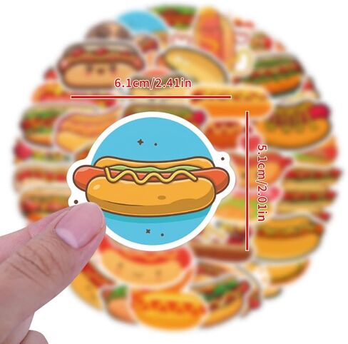 50pcs ملصقات السوشي اللطيفة للأطفال ، ملصقات كاواي الطعام لزجاجة المياه ، شارات السوشي فينيل لصالح مجلة Skatebook Party Party Party in Saudi Arabia
