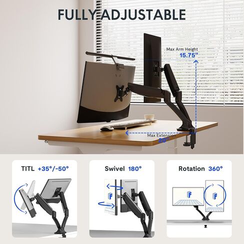 Monitor Stand for Flat Panel Screens, Height Adjustable Desk Mount (Dual) in Kuwait