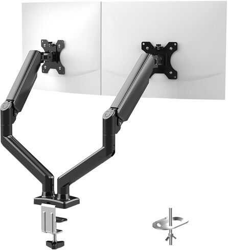 GB2003-2 Dual Monitor Stand for 13-32 Inch Computer Screen, Gas Spring Arm, Adjustable Height, Load Capacity 2-9 kg, VESA 75x75/100x100, Black in Saudi Arabia