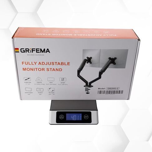 GB2003-2 Dual Monitor Stand for 13-32 Inch Computer Screen, Gas Spring Arm, Adjustable Height, Load Capacity 2-9 kg, VESA 75x75/100x100, Black in Saudi Arabia