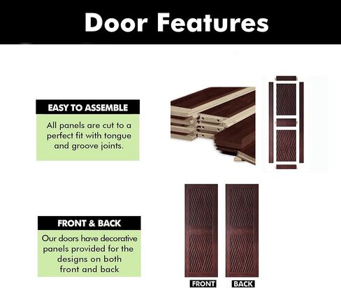 Homacer 42 in. x 84 in. Diamond Design Red Mahogany Winish & Unsempled Pine Wood Barn (الاستخدام الداخلي فقط) in Kuwait