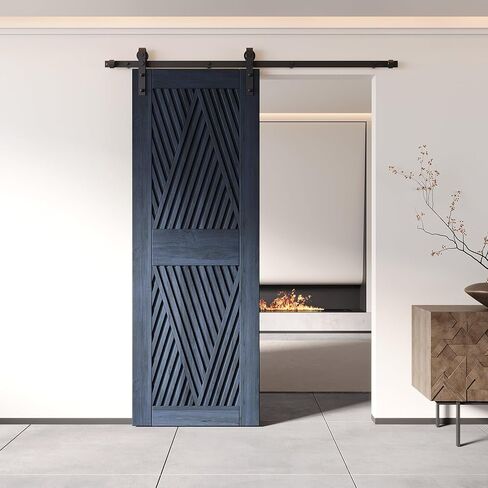 Homacer 32 in. x 84 in. Diamond Design Navy Lived & Unsembled Pine Wood Barn (الاستخدام الداخلي فقط) in Kuwait