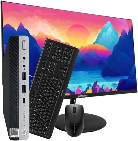 HP EliteDesk 800 G4 Mini PC | Intel Core i5-8500T | 16GB RAM | 512GB NVME | Windows 11 Pro | Wi-Fi | New 24in Monitor | Mini Desktop Computer (Renewed) in Saudi Arabia