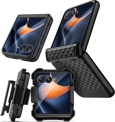 علبة الحزام المغطى بـ Motorola Razr 2025 مع حافظة مقطع - حالة واقية مع واقي شاشة مدمج (أسود) in Kuwait