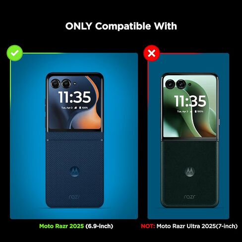 علبة الحزام المغطى بـ Motorola Razr 2025 مع حافظة مقطع - حالة واقية مع واقي شاشة مدمج (أسود) in Kuwait