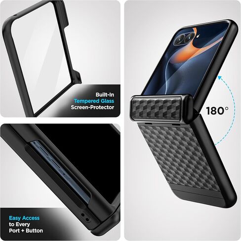 علبة الحزام المغطى بـ Motorola Razr 2025 مع حافظة مقطع - حالة واقية مع واقي شاشة مدمج (أسود) in Kuwait