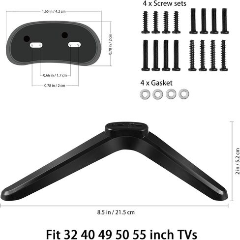 2 PCS TV TV Legs ، أقواس تركيب التلفزيون ، حامل طاولة مع مسامير ، أسود ، يناسب 32-55 بوصة tvlegs in Saudi Arabia