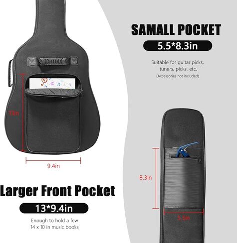 LETSROCK Electric Guitar Gig Bag, Electric Guitar Gig Bag 0.35 Inch Thick Padding Backpack Soft Electric Guitar Bag Dual Adjustable Shoulder Strap Pocket & Back Hanger Loop Black in Kuwait