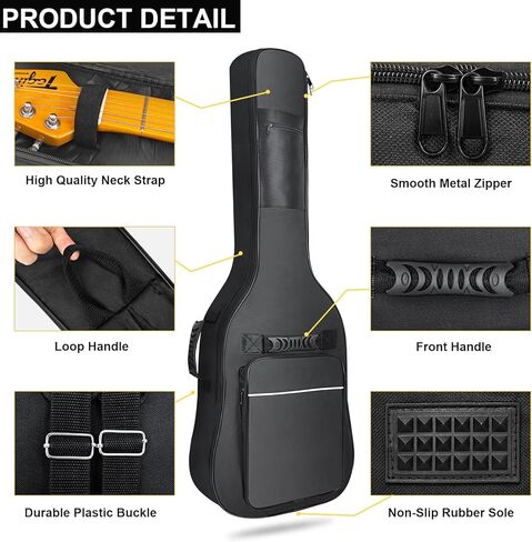 LETSROCK Electric Guitar Gig Bag, Electric Guitar Gig Bag 0.35 Inch Thick Padding Backpack Soft Electric Guitar Bag Dual Adjustable Shoulder Strap Pocket & Back Hanger Loop Black in Kuwait
