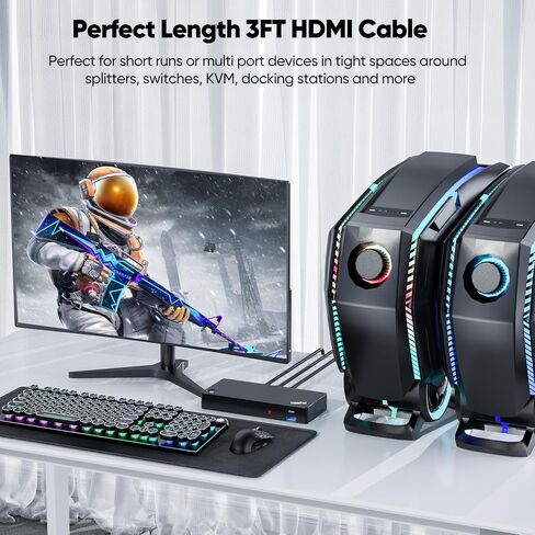 High Speed HDMI Cable 3FT 2-Pack, HDMI 2.0 4K@60Hz, 2K@165Hz/144Hz in Kuwait