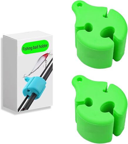 Fishing Rod Hook Keeper – Green Silicone 2-Pack Hook Clip & Rod Strap for 0.16"–0.47" Rods – Lure Hook Holder & Rod Binder for Baitcasting, Spinning, Multi-Piece Fishing Poles in Saudi Arabia