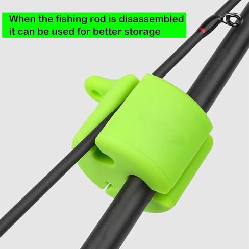 Fishing Rod Hook Keeper – Green Silicone 2-Pack Hook Clip & Rod Strap for 0.16"–0.47" Rods – Lure Hook Holder & Rod Binder for Baitcasting, Spinning, Multi-Piece Fishing Poles in Saudi Arabia
