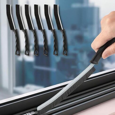 6Pack Crevice Cleaning Brush ، أدوات فرشاة تنظيف الفجوة متعددة الوظائف مع شعيرات نايلون صلبة ، مثالية للحمام ، المطبخ ، الحوض ، النافذة ، الأسود in Saudi Arabia