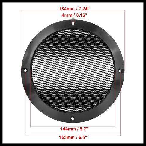 2pcs 6.5 Inch Metal Glossy Audio Speaker Cover Mesh Subwoofer Grill Horn Guard Decorative Circle Grille Protector Black for Car Replacement Durable Material in Saudi Arabia