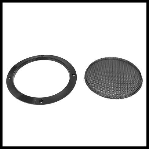 2pcs 6.5 Inch Metal Glossy Audio Speaker Cover Mesh Subwoofer Grill Horn Guard Decorative Circle Grille Protector Black for Car Replacement Durable Material in Saudi Arabia