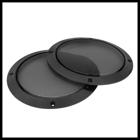 2pcs 6.5 Inch Metal Glossy Audio Speaker Cover Mesh Subwoofer Grill Horn Guard Decorative Circle Grille Protector Black for Car Replacement Durable Material in Saudi Arabia