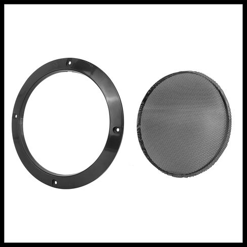 2pcs 6.5 Inch Metal Glossy Audio Speaker Cover Mesh Subwoofer Grill Horn Guard Decorative Circle Grille Protector Black for Car Replacement Durable Material in Saudi Arabia