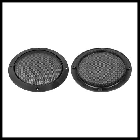 2pcs 6.5 Inch Metal Glossy Audio Speaker Cover Mesh Subwoofer Grill Horn Guard Decorative Circle Grille Protector Black for Car Replacement Durable Material in Saudi Arabia