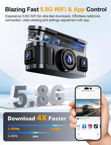 360 ° View 4 Channel Dash Cam ، 4K الأمامية والخلفية داخل اليسار اليسرى ، GPS المدمج و 5.8G WIFI التحكم في التطبيق ، كاميرا اندفاعة للسيارات ، وضع وقوف السيارات على مدار الساعة طوال أيام الأسبوع ، G-SENSOR ، الرؤية الليلية الأشعة تحت الحمراء ، بطاقة 128 ج in Saudi Arabia